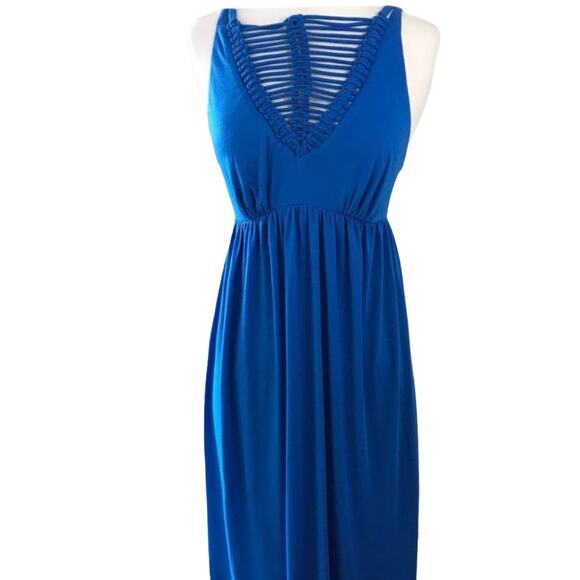 SUSANA MONACO Maxi Dress Blueberry Blue Sleeveless Empire Elastic Waist Sm NWT - Picture 4 of 8